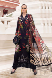 Maria B M Prints Winter Collection Maria B M Prints 25/Vol 2/10B/Winter Edit/Black/Embroideried Linen/Silk Dupatta