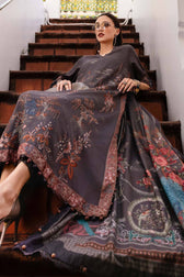 Maria B M Prints Winter Collection Maria B M Prints 25/Vol 2/1B/Winter Edit/Grey/Twill Linen/Wool Shawl