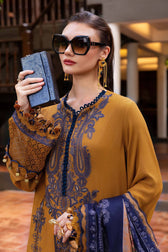 Maria B M Prints Winter Collection Maria B M Prints 25/Vol 2/3A/Winter Edit/Mustard/Twill Linen/Wool Shawl