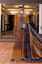 Maria B M Prints Winter Collection Maria B M Prints 25/Vol 2/3A/Winter Edit/Mustard/Twill Linen/Wool Shawl