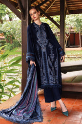 Maria B M Prints Winter Collection Maria B M Prints 25/Vol 2/3B/Winter Edit/Blue/Twill Linen/Wool Shawl