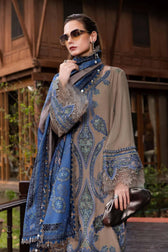 Maria B M Prints Winter Collection Maria B M Prints 25/Vol 2/6A/Winter Edit/Coffee/Twill Linen/Wool Shawl