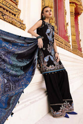 Maria B M Prints Winter Collection Maria B M Prints 25/Vol 2/6B/Winter Edit/Black/Twill Linen/Wool Shawl