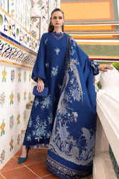 Maria B M Prints Winter Collection Maria B M Prints 25/Vol 2/8B/Winter Edit/Electric Blue/Twill Linen/Wool Shawl