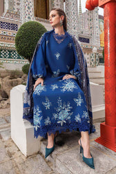 Maria B M Prints Winter Collection Maria B M Prints 25/Vol 2/8B/Winter Edit/Electric Blue/Twill Linen/Wool Shawl