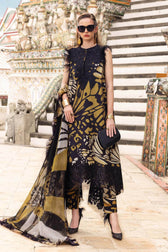 Maria B M Prints Winter Collection Maria B M Prints 25/Vol 2/9B/Winter Edit/Black/Embroideried Linen/Chiffon Dupatta