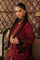 Maria B M Prints/Fall Edit 26/1 A/Linen Suit/Maroon/Silk Dupatta