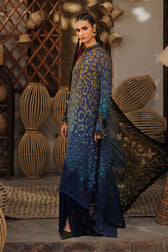 Maria B M Prints/Fall Edit 26/1 B/Linen Suit/Blue/Silk Dupatta