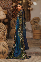 Maria B M Prints/Fall Edit 26/1 B/Linen Suit/Blue/Silk Dupatta