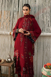Maria B M Prints/Fall Edit 26/10 A/Dobby Linen Suit/Maroon