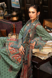Maria B M Prints/Fall Edit 26/2 A/Cambric/Sea Green/Silk Dupatta
