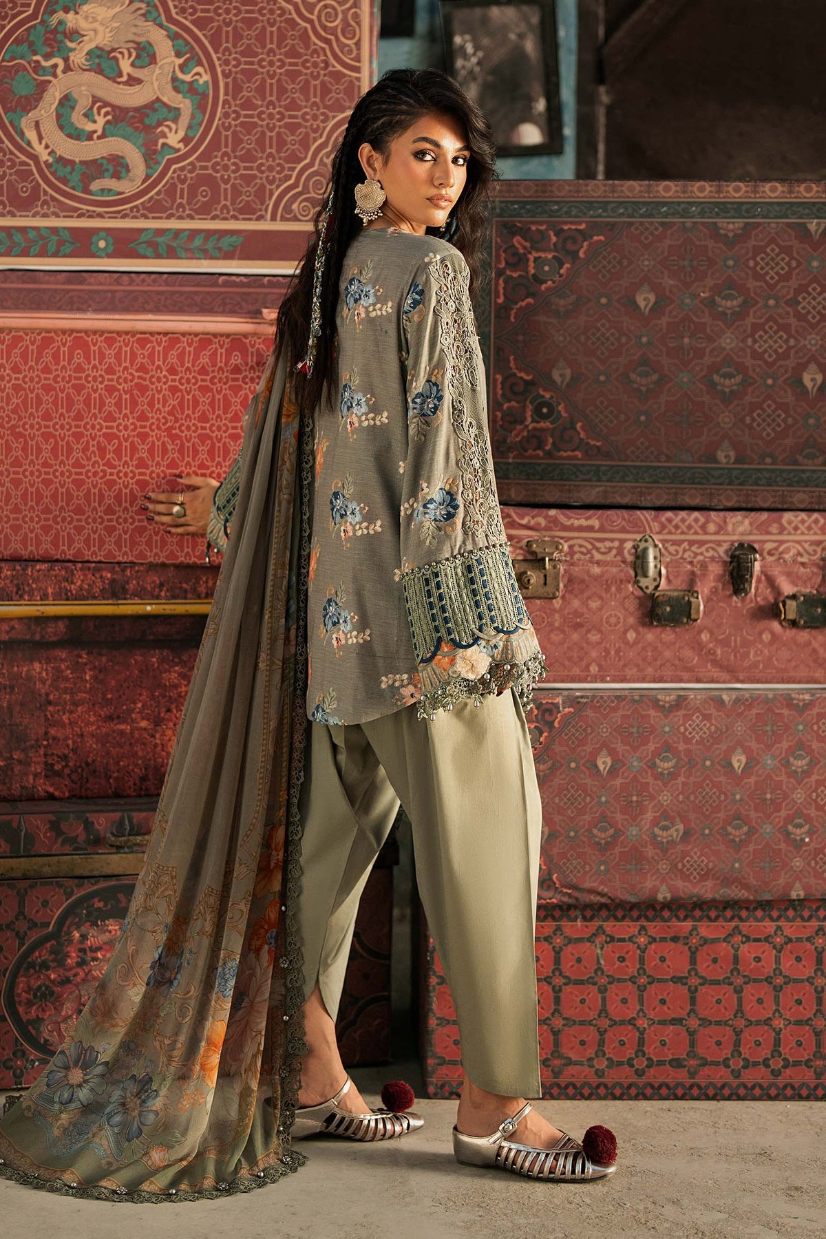 Maria B M Prints/Fall Edit 26/3 A/Cambric/Sage Green