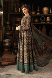 Maria B M Prints/Fall Edit 26/7 B/Cambric/Brown/Silk Dupatta