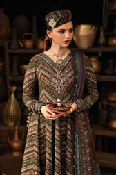 Maria B M Prints/Fall Edit 26/7 B/Cambric/Brown/Silk Dupatta