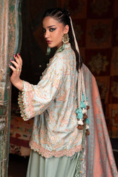 Maria B M Prints/Fall Edit 26/8 B/Irish Linen Suit/Sea Green/Shawl