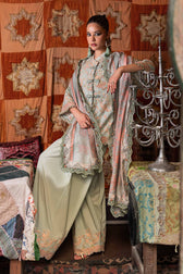 Maria B M Prints/Fall Edit 26/8 B/Irish Linen Suit/Sea Green/Shawl