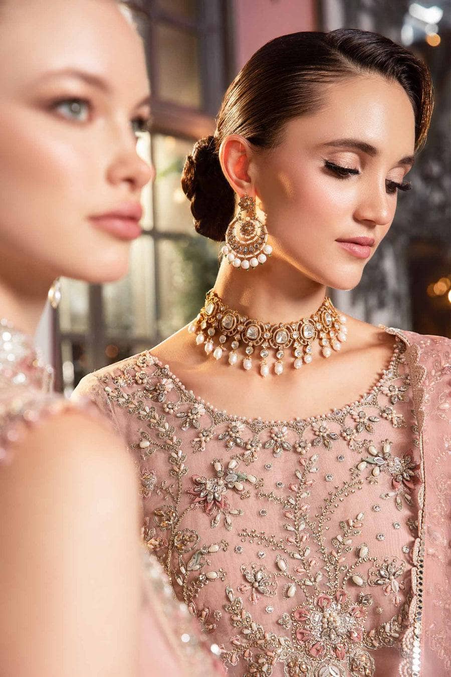 Maria B Mbroidered Wedding Couture 23/Pastel Pink BD-2706