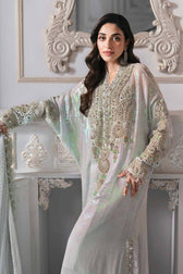 Restocked/Maria B Mbroidered 25/D 5/Ice Blue/Crystal Embedded