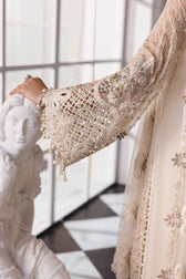 Restocked/Maria B Mbroidered 25/D 7/Off White/Crystal Embedded/