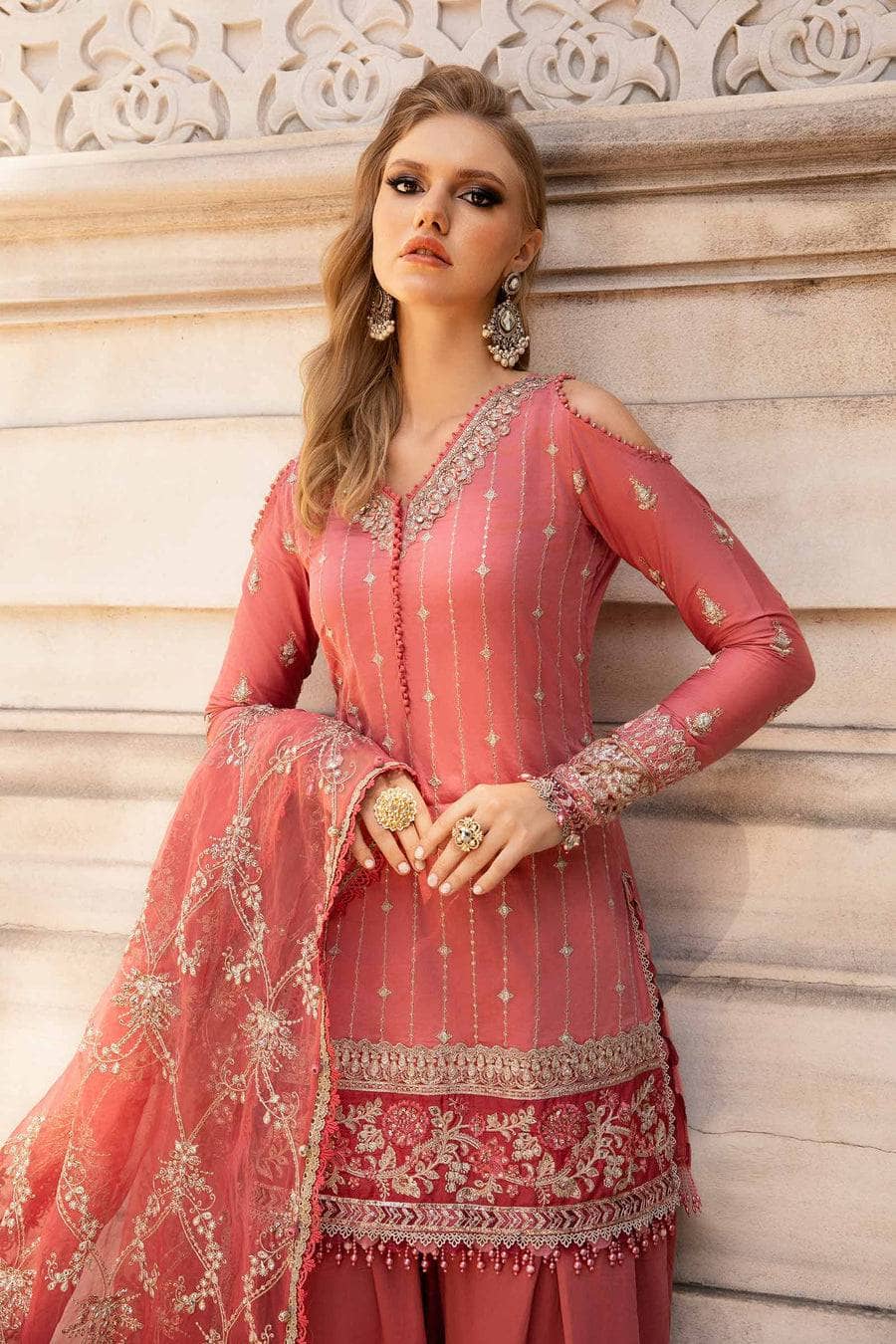 Maria b sateen Chiffon Pakistani Suit Maria B Sateen /CST-809