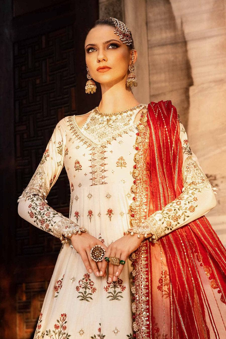 Maria b sateen Chiffon Pakistani Suit Restocked/Maria B Sateen 24/CST-801