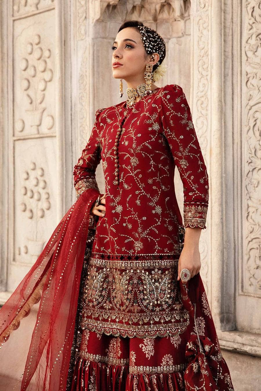 Maria b sateen Chiffon Pakistani Suit Restocked/Maria B Sateen 24/CST-807