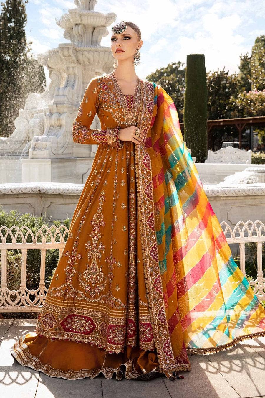 Maria b sateen Chiffon Pakistani Suit Restocked/Maria B Sateen 24/CST-812