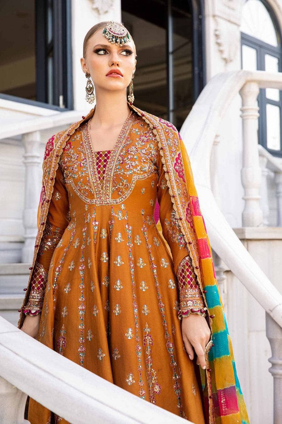 Maria b sateen Chiffon Pakistani Suit Restocked/Maria B Sateen 24/CST-812