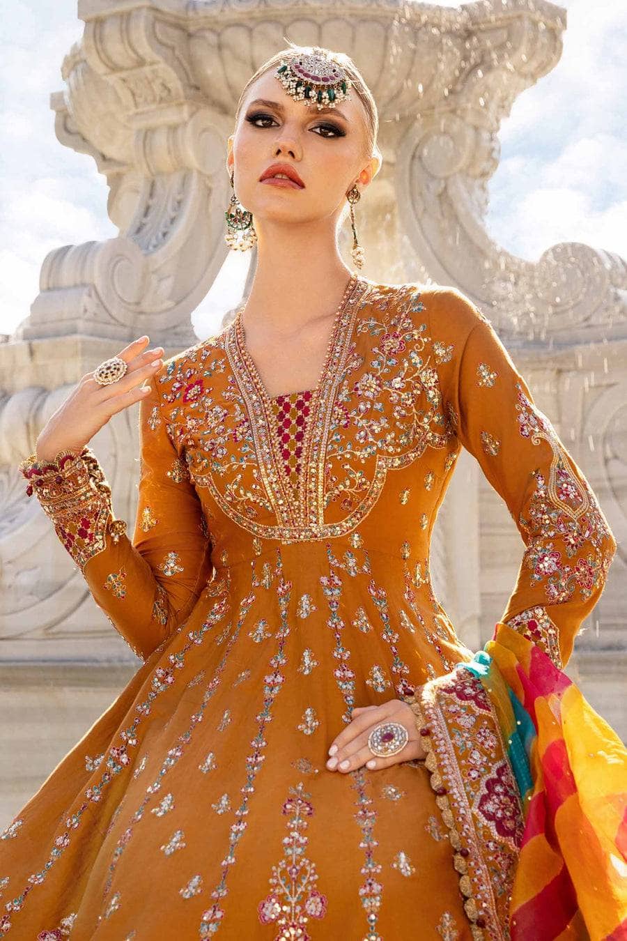 Maria b sateen Chiffon Pakistani Suit Restocked/Maria B Sateen 24/CST-812