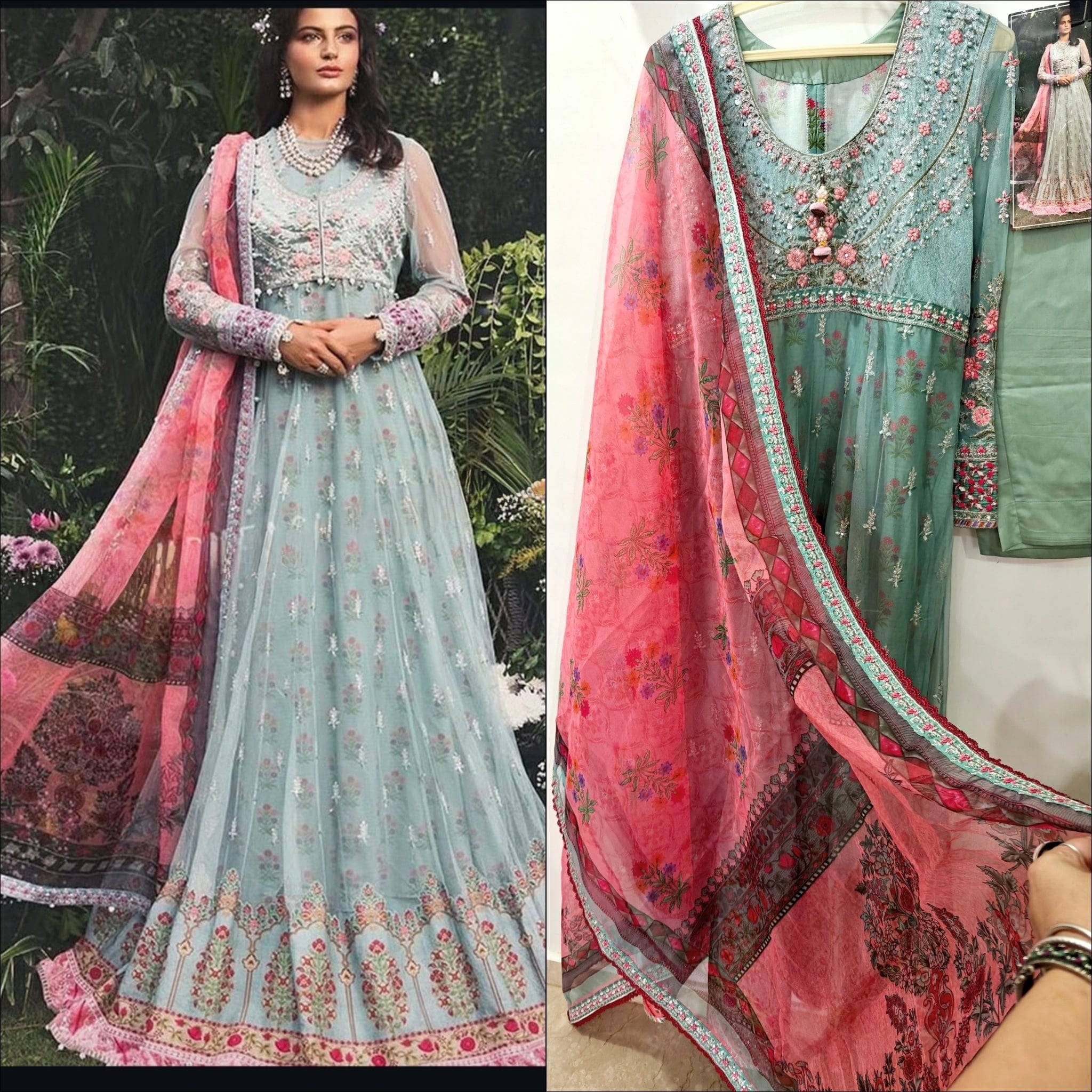 Stitched/Maria B Sateen/Large/CST-201-AZURE BLUE AND CANDY