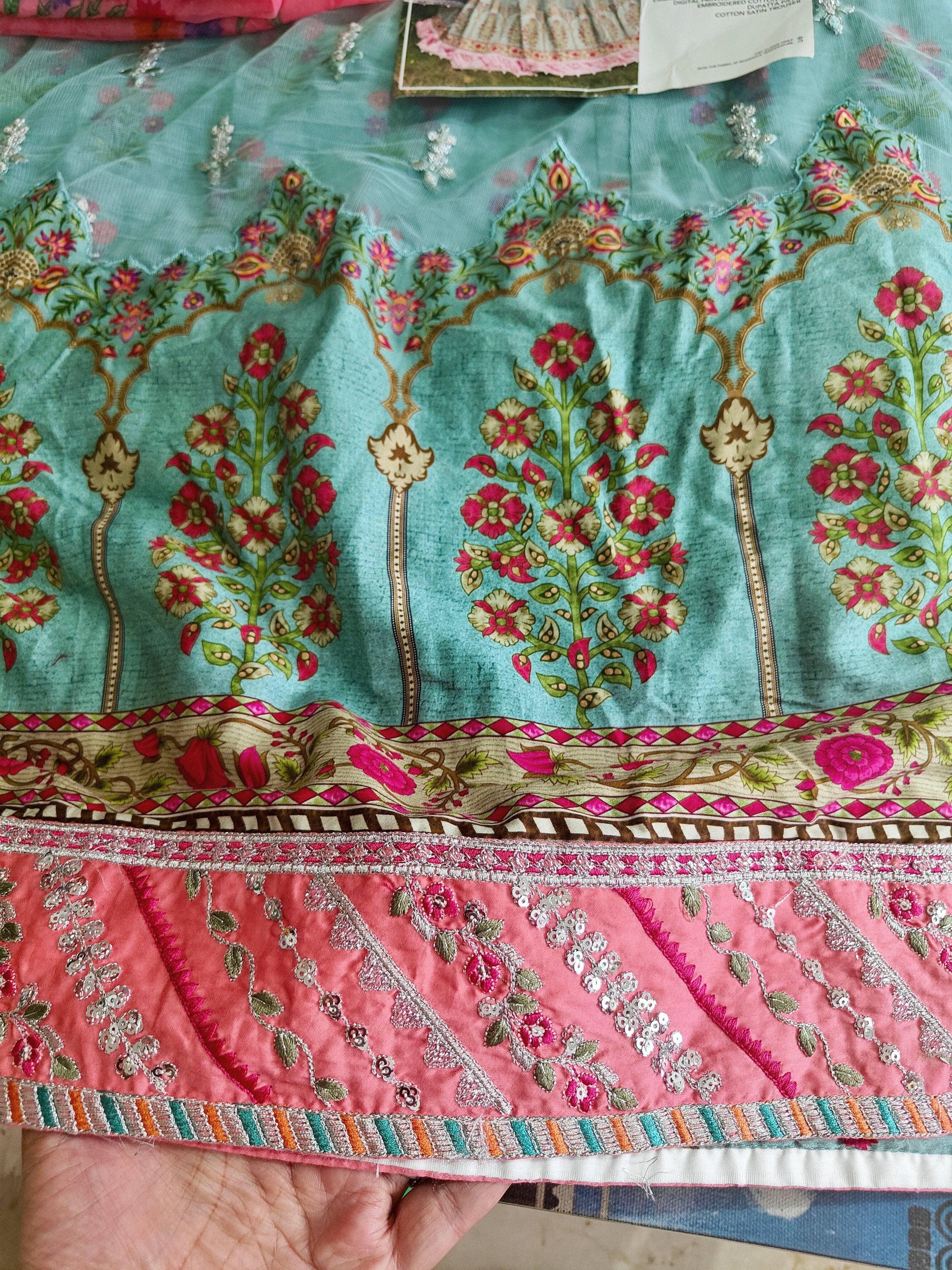 Stitched/Maria B Sateen/Large/CST-201-AZURE BLUE AND CANDY