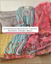 Stitched/Maria B Sateen/Large/CST-201-AZURE BLUE AND CANDY