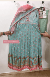 Stitched/Maria B Sateen/Large/CST-201-AZURE BLUE AND CANDY
