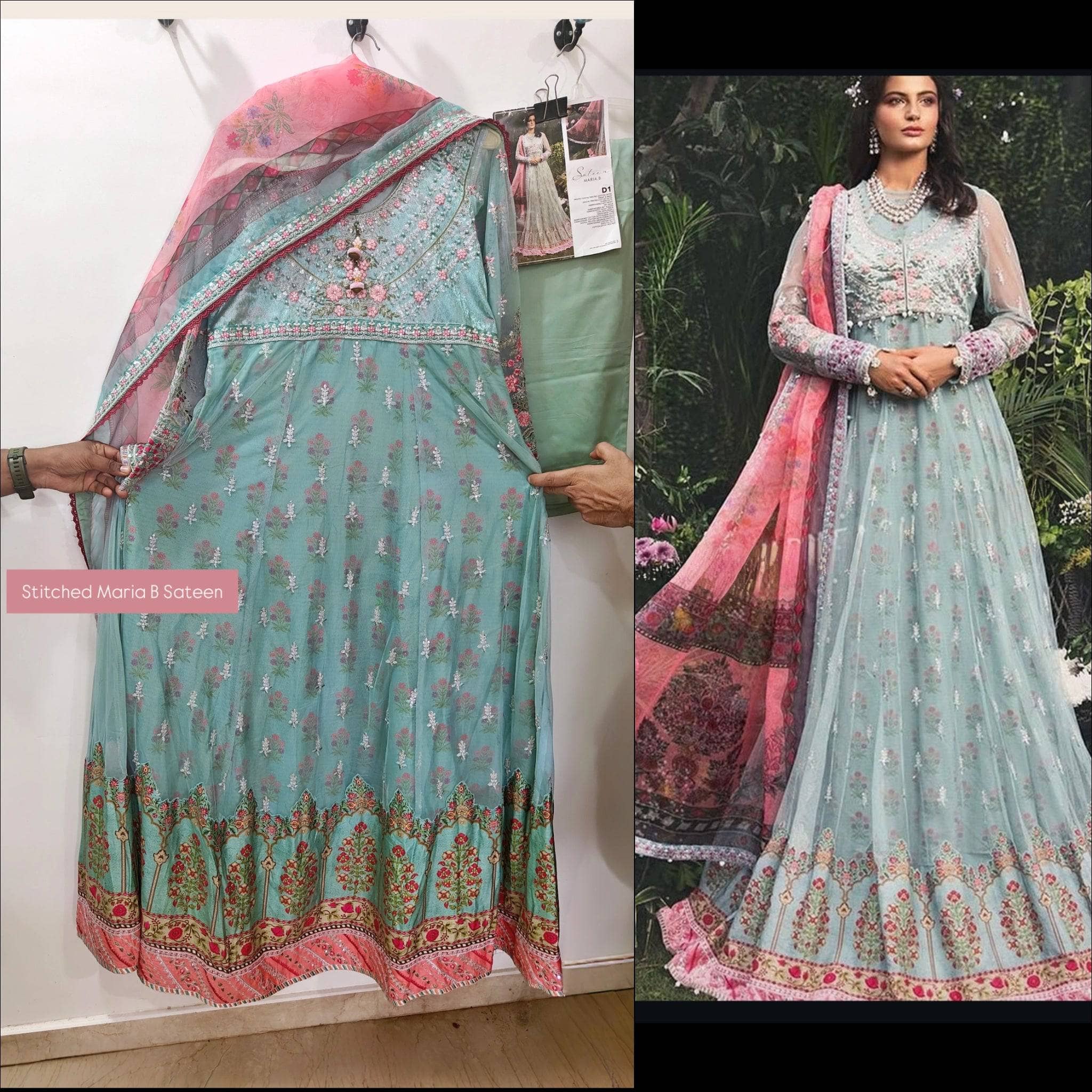 Stitched/Maria B Sateen/Large/CST-201-AZURE BLUE AND CANDY