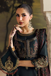 Maria B Soiree Luxury Formals 26/Tusser Silk Suit/Dark Green-imperial Burgundy
