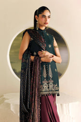Maria B Soiree Luxury Formals 26/Tusser Silk Suit/Dark Green-imperial Burgundy