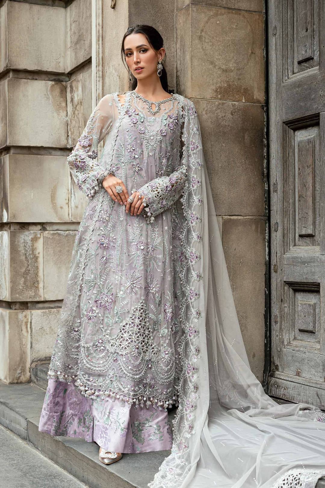 Restocked/Maria B Soiree Luxury Formals/Grey/D7
