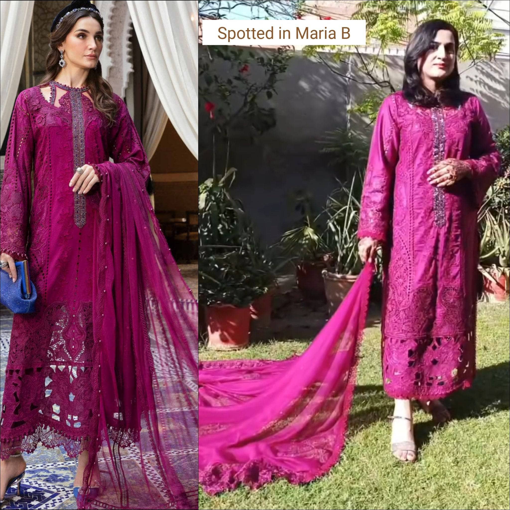 Spotted in Maria B Luxury Lawn 25/2B/Magenta