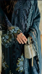 Spotted in Maria B Luxury Lawn 25/4B/Navy Blue