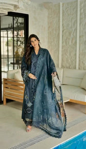 Spotted in Maria B Luxury Lawn 25/4B/Navy Blue