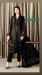 Open Pic/Hot Seller🔥Maria B Winter Luxe/Velvet Palachi Shawl/07/Black