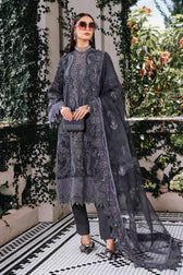 MARIA.B Winter Pakistani Suits Restocked/Maria B Winter Luxe 25/05/Embroidered Velvet Suit/Lilac & Grey