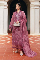 MARIA.B Winter Pakistani Suits Restocked/Maria B Winter Luxe 25/ Embroidered Organza Suit/04/Ash Pink