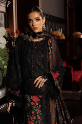MARIA.B Winter Pakistani Suits Restocked/Maria B Winter Luxe 25/Embroideried Linen Suit/Wool Shawl/09/Black & Red