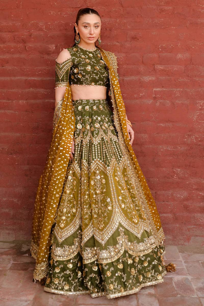 Mohsin Naveed Ranjha Chiffon Pakistani Suit Mohsin Naveed Ranjha 25/Makhfi/Shaadi Collection/Afsana/Green