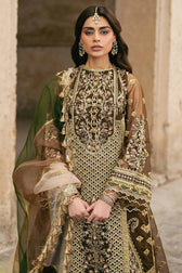 Mohsin Naveed Ranjha Chiffon Pakistani Suit Mohsin Naveed Ranjha 25/Makhfi/Shaadi Collection/Brown/Tabeer