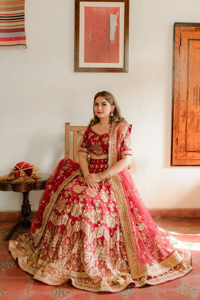 Mohsin Naveed Ranjha Chiffon Pakistani Suit Mohsin Naveed Ranjha 25/Makhfi/Shaadi Collection/Red/Bia Jaan