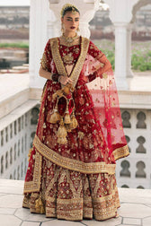 Mohsin Naveed Ranjha Chiffon Pakistani Suit Mohsin Naveed Ranjha 25/Makhfi/Shaadi Collection/Red/Bia Jaan