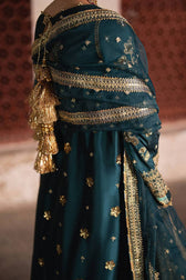 Mohsin Naveed Ranjha Chiffon Pakistani Suit Mohsin Naveed Ranjha 25/Makhfi/Shaadi Collection/Teal Blue/Lehar