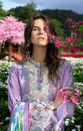 Mushq Hemline 26/Dewdrop Dance/Silk Dupatta/Lilac